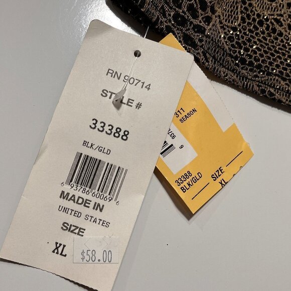 MSK‎ Gold Floral Blouse Long Sleeves Embellished Size XL V-Neck Made in USA- NWT - Picture 3 of 8